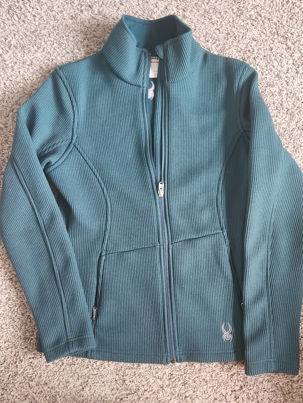 Spyder Teal Ribbed Full-Zip Jacket Size M